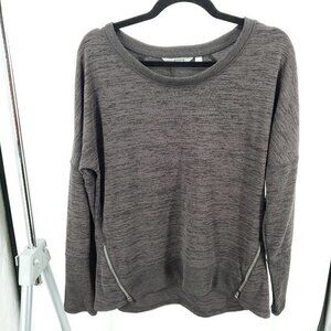 Athleta Blissful Sharkbite Long Sleeve Side Zip Top L Shale Heather Gray